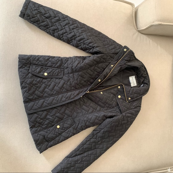 Cole Haan Black Quilted Gold ZIP Snap NWOT Jacket - Picture 4 of 12